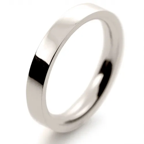 Flat Court Very Heavy -  3mm White Gold Wedding Ring (FCH3 W) 